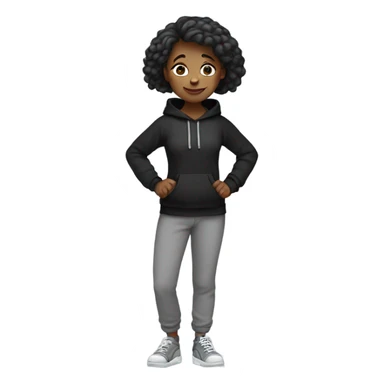 girl standing with thumbs up black hoodie and grey sweatpants sticker