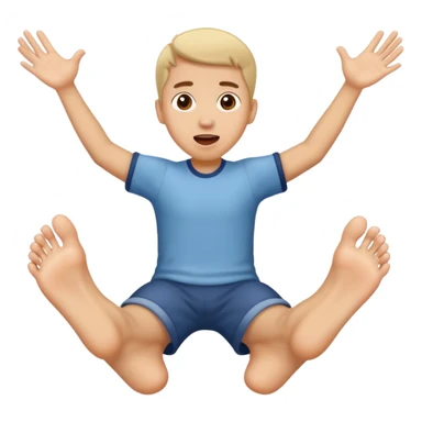 An emoji face that has his feet in the air behind him sticker