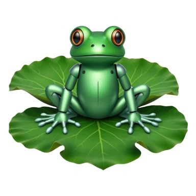 robot frog on lotus leaf sticker