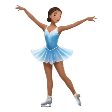 An icon showing a scenic ice rink with figure skater performing elegant moves under soft spotlight beams. Surrounded by audience stands and shimmering ice, the scene reflects harmony, grace, and the magic of figure skating. Transparent background included sticker