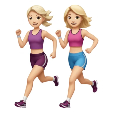 2 white women running holding hands sticker
