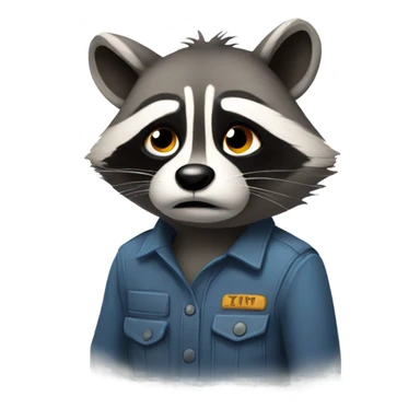Sad working racoon sticker