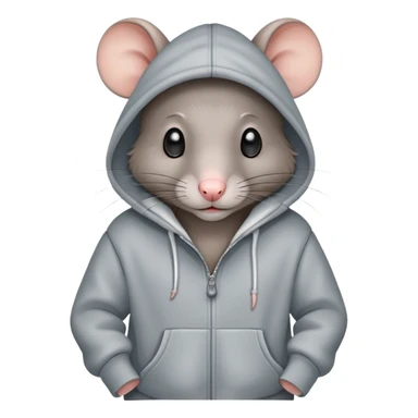 A rat wearing a hoodie sticker