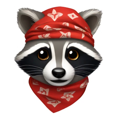 Raccoon wearing red bandana around his neck sticker