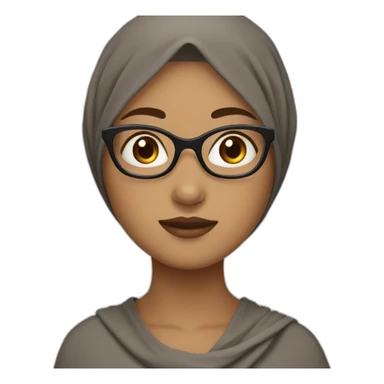 Girl wear hijab with brown skin and glasses and she wear a while dress  sticker