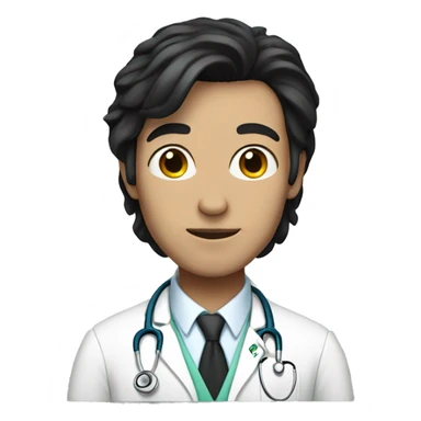 skinny, white doctor with shoulder length black hair sticker