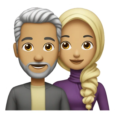 Woman hijab with white husband wavy hair sticker