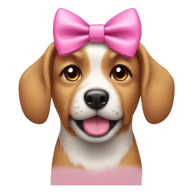 dog wearing a pink bow sticker