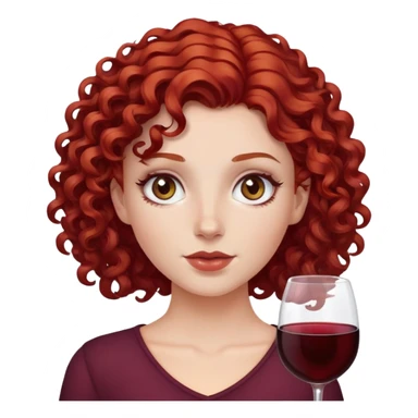 white girl with curly wine red hair and hazel eyes sticker