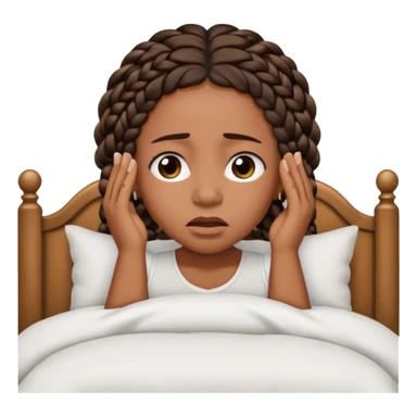 Black woman with braids in a big king size bed by herself crying sticker