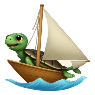 Turtle riding in a sailboat sticker