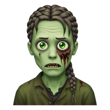 Braid twist, men zombie and green eye color, with dark zombie clothes sticker