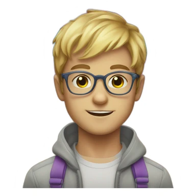 rainbow artist with glasses boy caucassian sticker