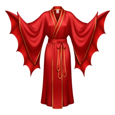 Blood red silk robe, No detailing, long, bat wing sleeves, high definition, sticker