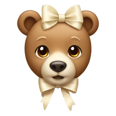 Cute light brown bear with a cream bow  sticker