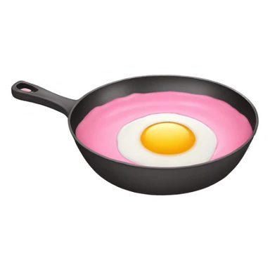 Pink frying pan with egg sticker