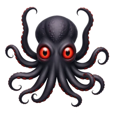 black tentacled creature with a large red eye and clawed tips, not an octopus, viewed from above sticker
