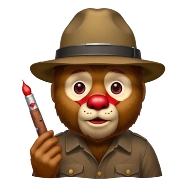 Smokey the bear with blooshot eyes holding a joint sticker
