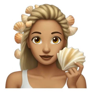 woman with seashells sticker