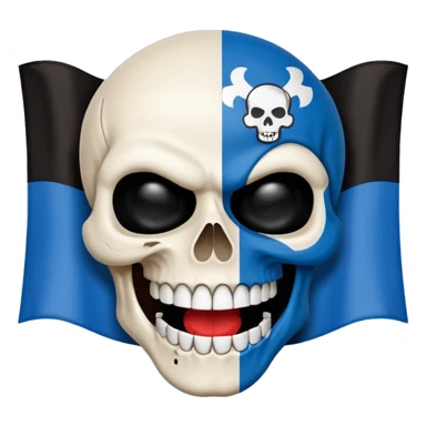 Blue white HSV Emoji bites black St. pauli flag with skull sticker