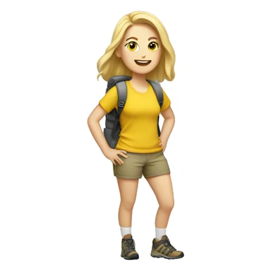 white girl hiking in yellow shorts sticker