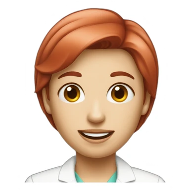 Dentist female Red short hair sticker