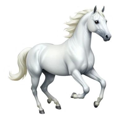 cinematic-[white horse]-realistic-full-body-galopping-emoji,-tail-flicking-lazily,-head-tilted-dramatically,-sleek-[white]-coat,-simplified-yet-realistic-focused-features,-highly-detailed,-glowing-with-an-almost-sarcastic-glow sticker