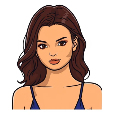 Emily Ratajkowski, beautiful fashion model with brown eyes, long brown hair, defined cheekbones sticker