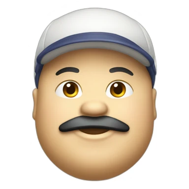 Happy fat boy with black beard and cap sticker