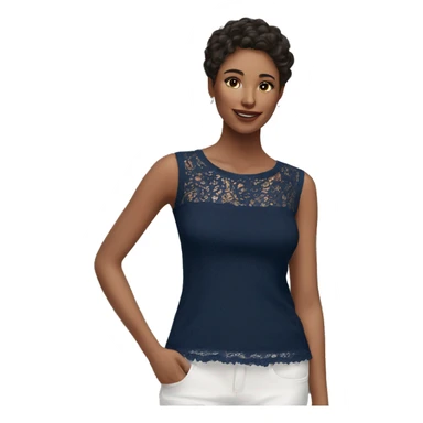  Navy blue top with lace sticker