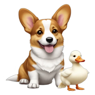 tricolor corgi with white ducks sticker