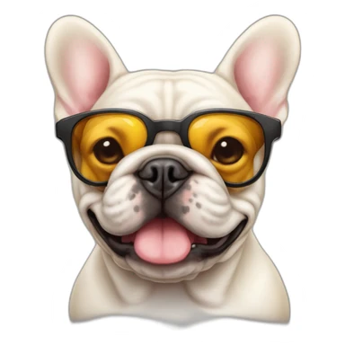 Bouledogue français avec des lunettes de soleil e sticker