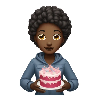 black girl holding cake sticker