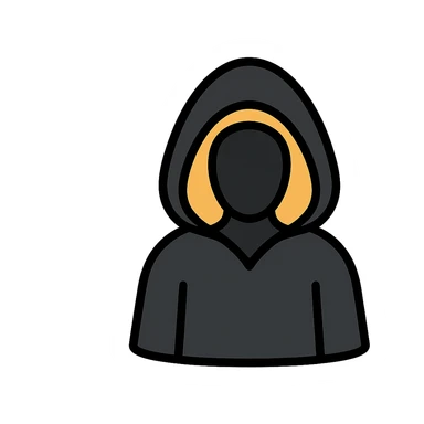 color outline icon style shadowy figure in a black robe sticker