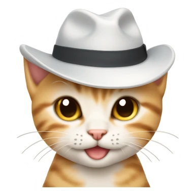 Kitten smirking and winking wearing hat sticker