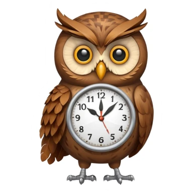Owl with a clock sticker