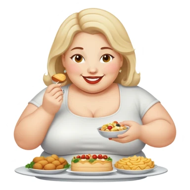 Fat lady eating buffet sticker