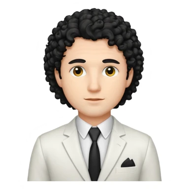 Cockasian guy with black curly hair and black eyes wearing a White simple suit guy  sticker