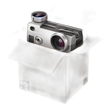 Video Camera, Instagram YouTube icons fly out from the Cardboard box sticker