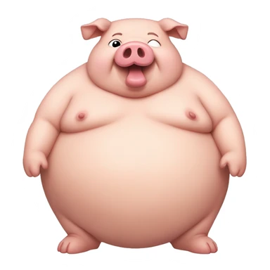 very fat obese pig big belly stomach sticker