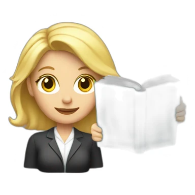 A blonde teacher with the book sticker