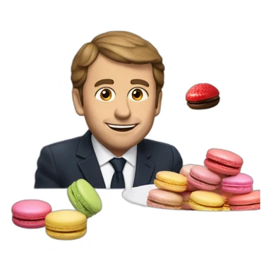 Macron qui mange des macarons sticker
