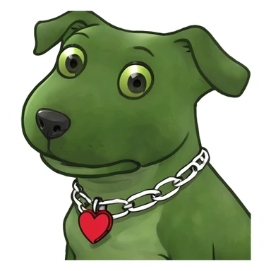 dog with a heart sticker
