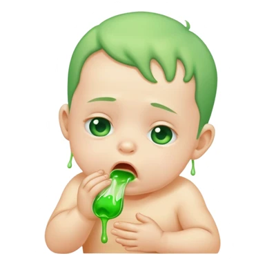 bebe vomitando liquido verde sticker