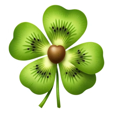 a four-leaf clover with a kiwi fruit sticker