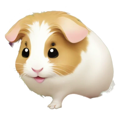 Guineapig eating a huge pile of veggies and fruit sticker