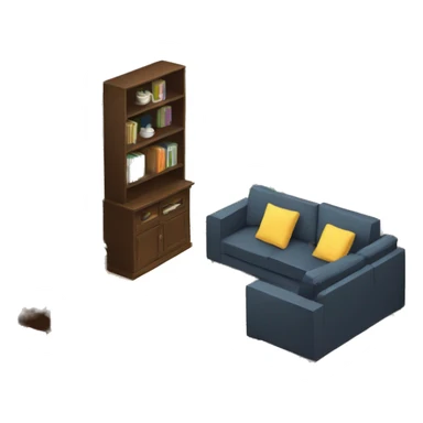 apartment living room interior isometric sticker