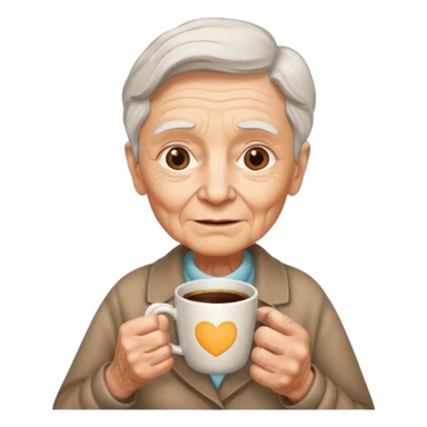 elderly, hold a cup of coffee sticker