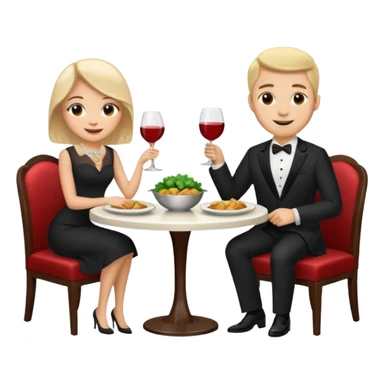 ligth couple having dinner at a restaurant full body sticker