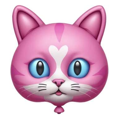 Make a pink cat with a balloon head, no the head is a balloon with the details of the cat head on the balloon head sticker